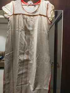 Elegant Cream Kurti with Striped Pattern