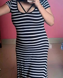 Striped Bodycon Midi Dress