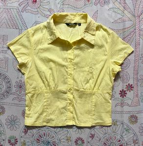 Nuon Chic Pastel Yellow Cropped Shirt