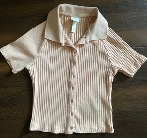 H&M Fitted Ribbed Polo Shirt