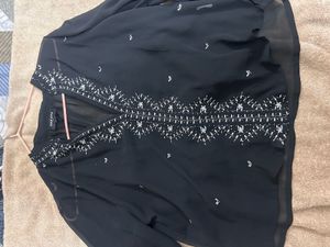 Embellished Black Sheer Kurta