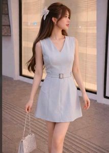 Sleeveless A-Line Belted Dress