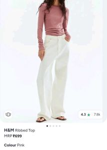 H&M Pink Ribbed Long Sleeve Top