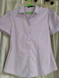 Light Purple Short Sleeve Button-Up Top
