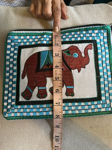 Elephant Embroidered Pouch For Tablet/Mini Lapto