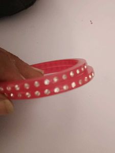 Pink Stone Bangles (Set of 2)
