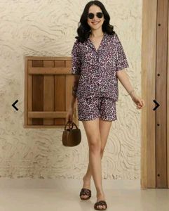 Leopard Print Sleep Set - Top & Shorts
