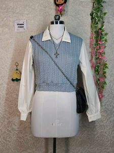 Shein Preppy Cable Knit Vest Top