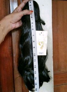 Black long Hair Wig attached Clutch