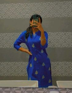 Blue Kurta with Gold Embroidery