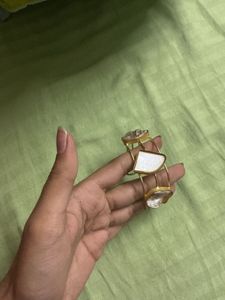 Unique Gold Bracelet with White Stone