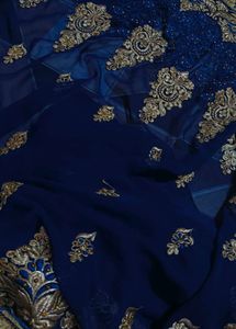 Royal Blue Embroidered Saree 💙 💛