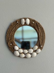 Handmade Boho Jute Seashell Mirror