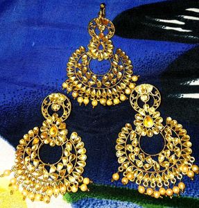 Exquisite Gold-Tone Kundan Jewelry Set