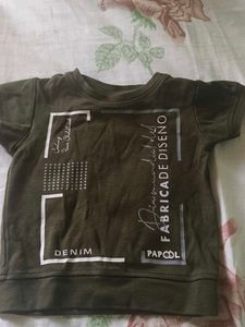Boys Olive Green Graphic T-Shirt