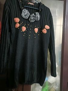 Black Long Sweater In XL Size For Women