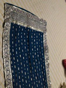 Elegant Teal duppta with Gold Embroidery