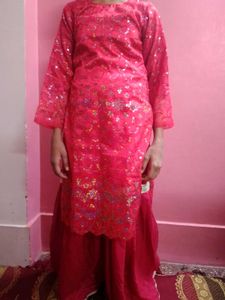 Stunning Pink Sequined Kurta Set