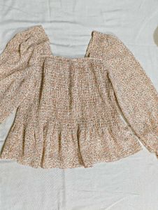 Floral Print Square Neck Blouse