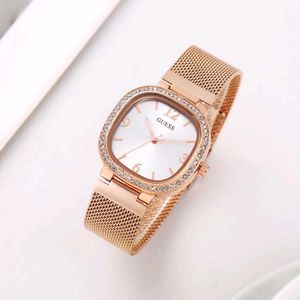 Guess Gold Mesh Watch with Rhinestones