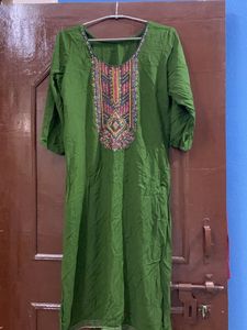 Pakistani Embroidered Green Kurta