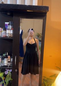 Elegant Black Halter Neck Dress