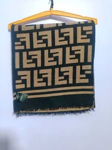 Fendi Authentic Brown and Black Logo Scarf