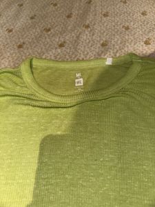 Lime Green Ribbed Crew Neck T-Shirt