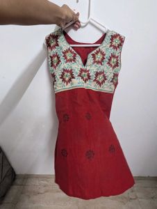Embroidered Red Kurti