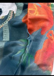 Elegant Teal Kurta Set with Floral Dupatta