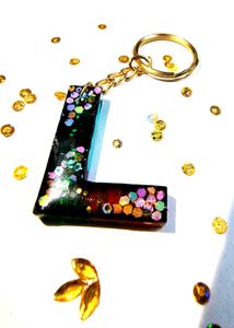 Glitter Letter L Keychain