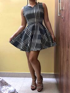 Chic Houndstooth Fit & Flare Dress