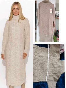 Chunky Knit Turtleneck Sweater Dress