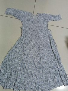 Blue & White Printed Kurta
