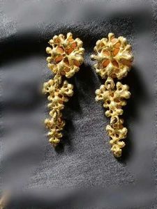 Elegant Pink &amp; Gold Drop Earrings