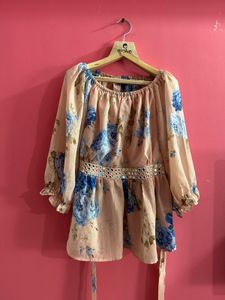 Floral Print Blouse with Mirror Embellishment