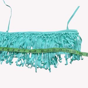 Teal Fringed Bikini Top
