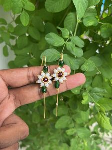 Elegant Floral Pearl & Gemstone Earrings