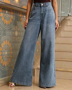 Shein Extra Long High Rise MidWash Loose Fit Jeans