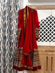 Red Anarkali Kurta Set with Dupatta