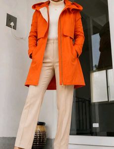 Orange Hooded Trenchcoat