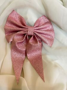 Sparkly Pink Bow Hair Clip