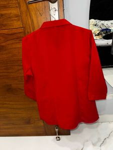 Elegant Red Collared Shirt