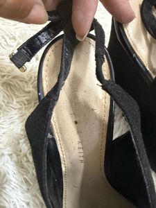 y2k Black Suede Wedge Sandals