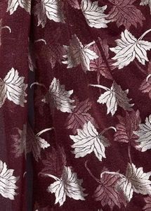 Elegant Maroon Saree with Silver Leaf Print