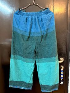 Blue Boho Striped Dhoti style Palazzos