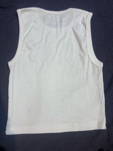 white sleeveless tank top with classic round (crew