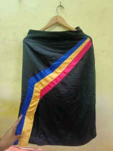 Satin Black Skirt with Colorful Stripes