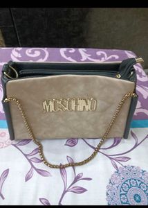 Stylish Two-Tone Clutch with Gold Chain