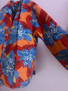 Vibrant Floral Print Button-Up Shirt